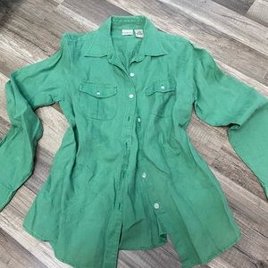 LL Bean size XS long sleeve button down shirt.